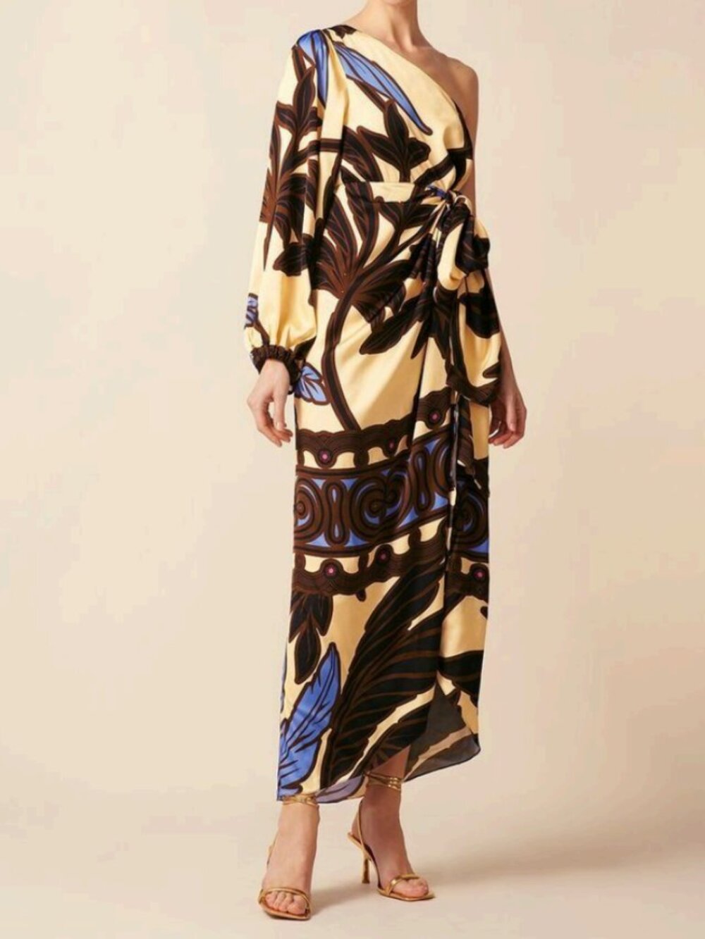 Eugenia Fernandez Luxury Resortwear Rabat One Shoulder Maxi Dress Size XS